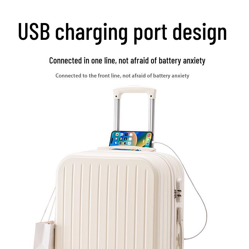 20-Inch Lightweight Women's Leather Carry-On with Silent Wheels and Multi-Functional Design