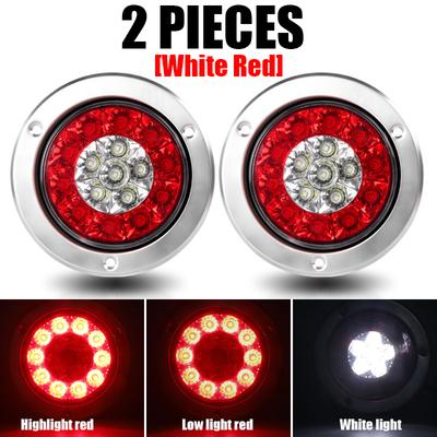 4 Inch 16 LED Round Tail Light 12V 24V Rear Brake Light Turn Signal Lamp Stop Warning Lamp For Car Truck Trailer Tractor Lorry