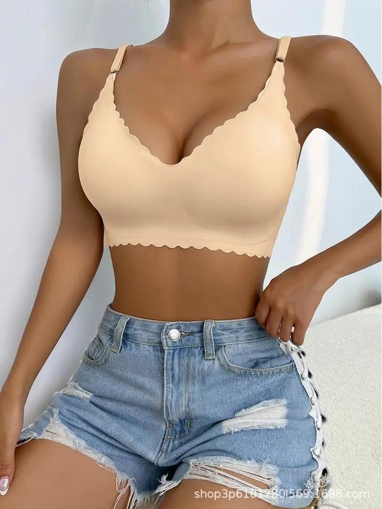 Seamless Ice Silk Push-up Wireless Bra - Wave Edge Design