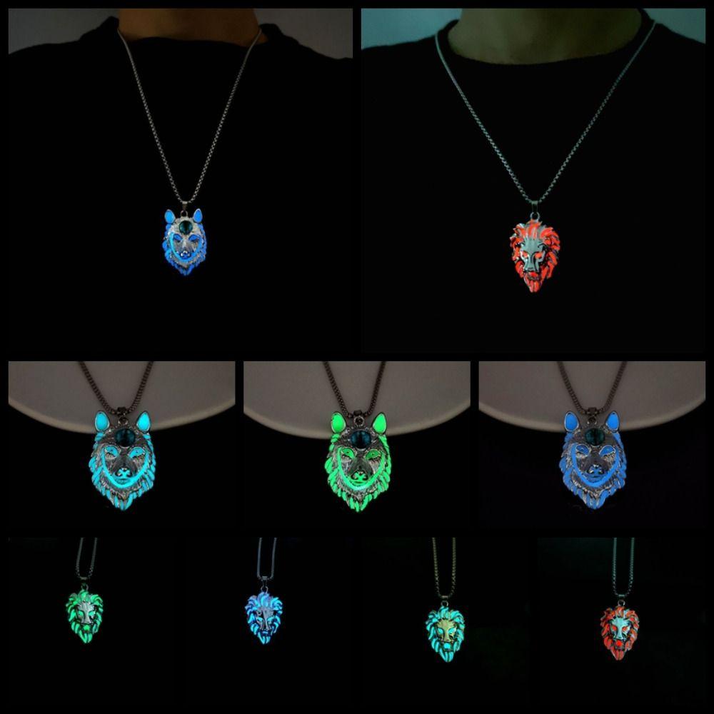 Zinc Zinc Alloy Halloween Necklace Animal Hip Hop Neck Chains Noctilucent Luminous Pendant Necklace  Party