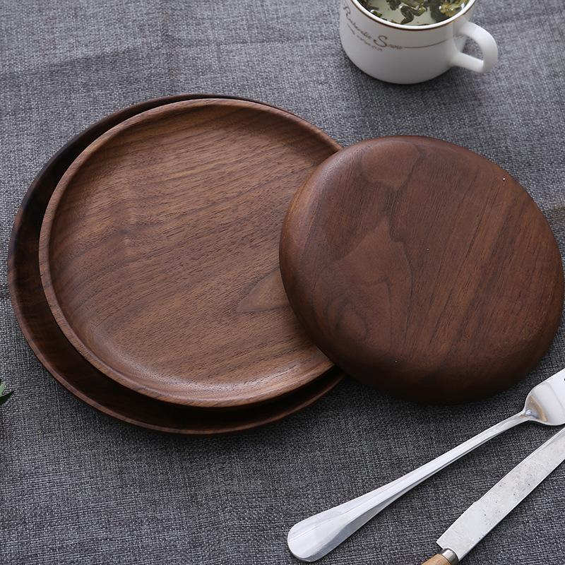Food container Acacia wooden bowl wooden tableware household and fruit plate salad bowl whole wooden soup bowl Wooden plate