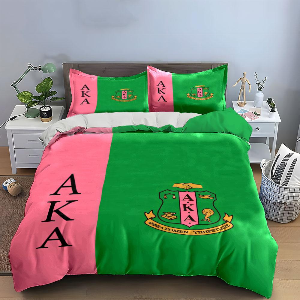 "Elegant Green and Pink Set for Events" Kid's and Adults' Bedroom Decor, Exquisite Three-piece Bedding Set Gift