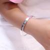 Big Kids 9999 Sterling Silver Keti Cat Bracelet - Solid Silver, Push-Pull Bangle, Engravable, Simple Design for Children.