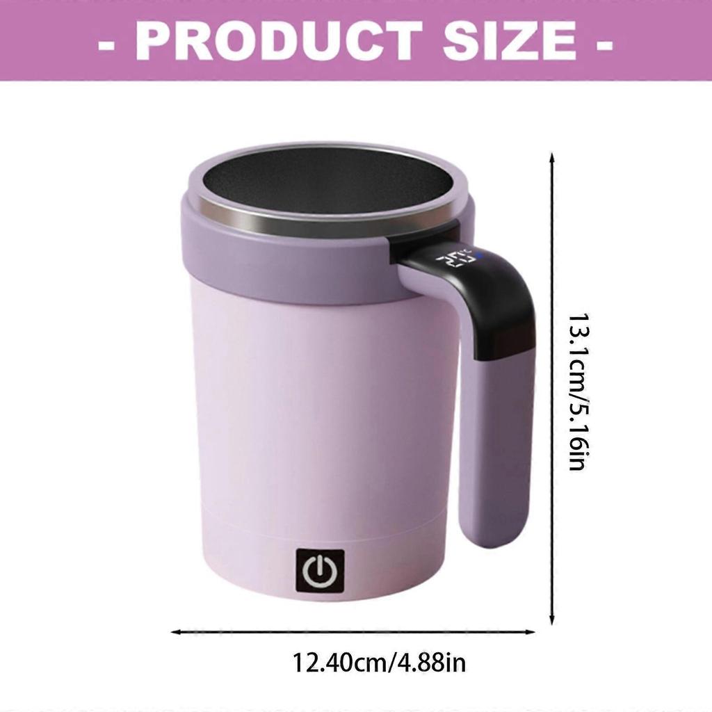 Magnetic Stirring Cup For Coffee Milktea Quick Electric Mixing LCD Temperature Display Mixer Mug with Detachable Base Black