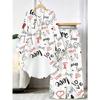 Marble Print Two Piece Outfit Women Long Sleeve Irregular Hem Tunic Top Wide Leg Pants Casual Matching Set