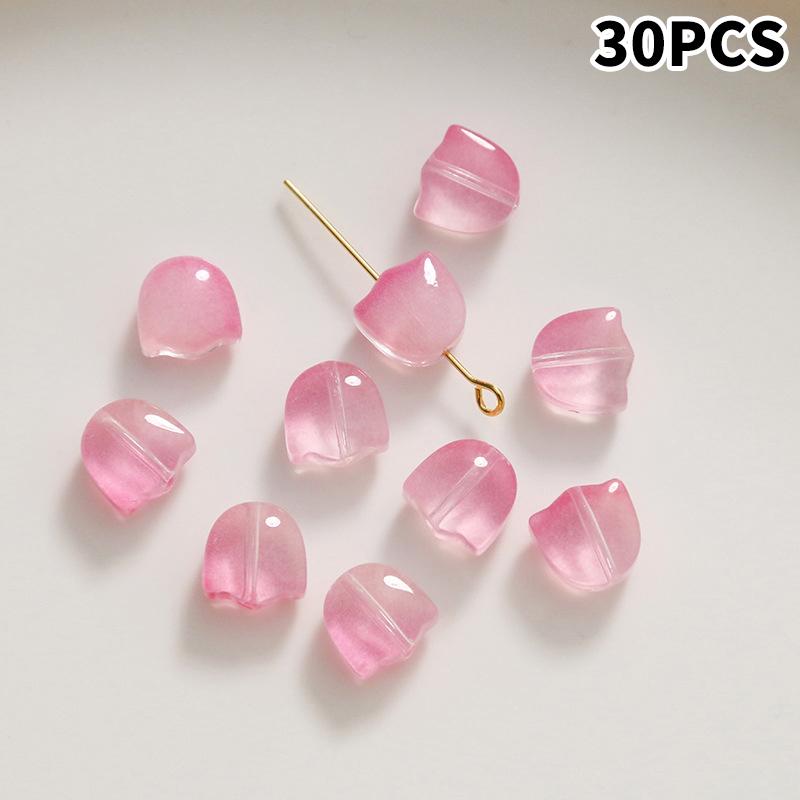 30Pcs Tulips Flower Lampwork Beads Multicolor Glass Flora Beads Multicolor Loose Beads For Diy Bracelets Jewelry Making