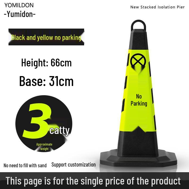 Reflective No Parking Warning Cone and Rubber Barrier Sign