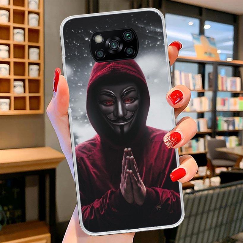Anonymous V Mask Cover Phone Case For Xiaomi Poco F7 Ultra X7 X6 X5 Pro M7 Redmi 15C 15 13C 13 12C 12 10C 10 9A 9C 9T 9 Shell Po
