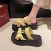 2025 Summer Women's Cool Slippers Casual Bow New Outer Wear Thick-soled Skirt One-word Drag 100 with Height Increase Drag