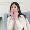 Ski Point Finger Cycling Plus Fleece Women Gloves Suede Korean Style Mittens  Gloves