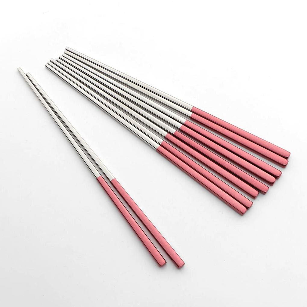 

Color Table Chopsticks 5-Piece Set Stainless Steel Housewarming Gift Pink