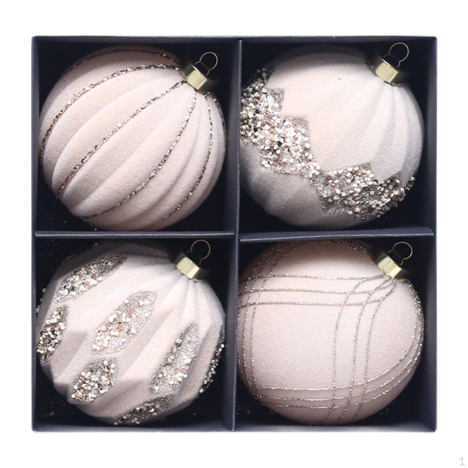 

4 Pieces Christmas Ball Ornaments Tree Hanging Reusable DIY Gift Xmas Decor for Beige