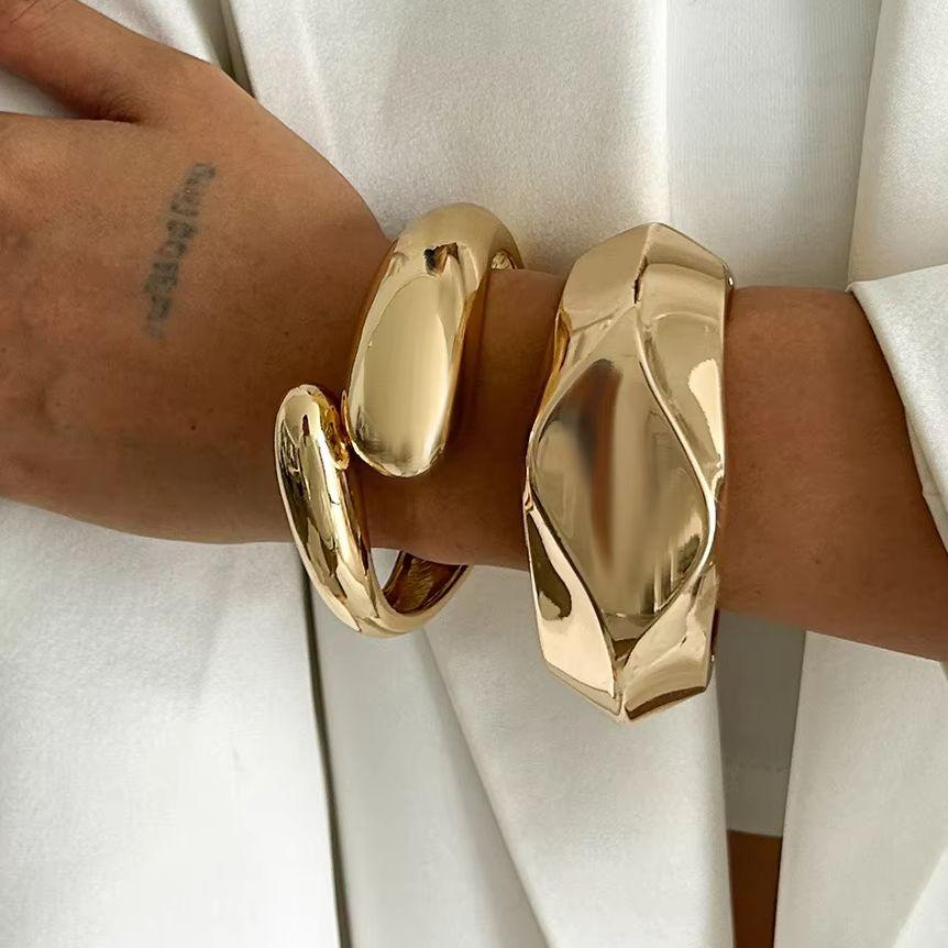 Ingemark Punk Unique Trend Gold Color Water Droplet Bangles Women Men Vintage Chunky Thick Bangle Banquet Party New Jewelry Gift