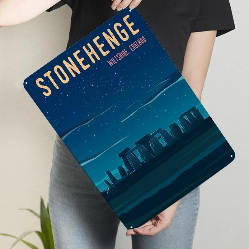 UK Stonehenge Monument Metal Sign Landscape Poster Gaming Room Decoration Custom Tinplate Plaques for Wall Art Decoration Retro