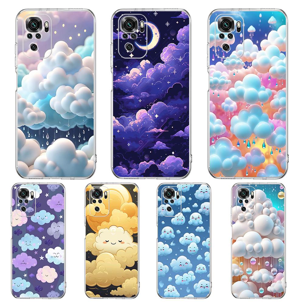 Transparent Phone Case for Redmi 13C 12C 10C Note 13 12 11 11T K40 Gaming Plus Pro 4G 5G Soft TPU Cover Shell Cute Cloud Capas