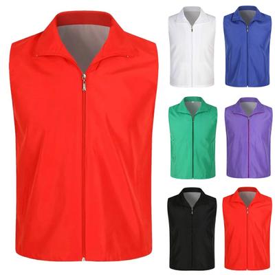 Revers, ärmellose Taschen, Reißverschlussleiste, Netzfutter, Outdoor-Weste, freiwillige Arbeitsweste in leuchtenden Farben, schmale Passform