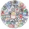 60 STuks Transparante Vintage Reizigerspostzegelstickers Plant Diverse Ontwerpen Postzegelvorm Decoratieve Stickers voor Bagage Waterfles