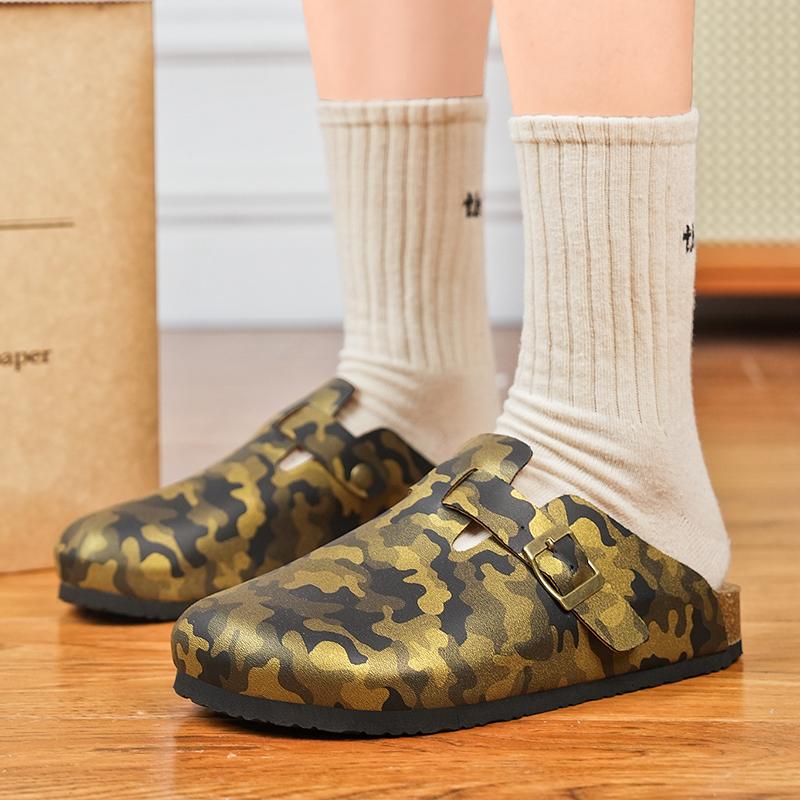 Summer Outdoor Sandals for Men Women Slippers Shoes Cork Clogs Comfort Footbed PU Leather Mules Slip On Indoor Outdoor