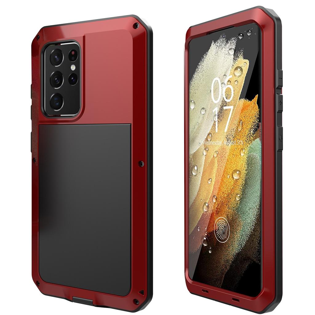 Case For Samsung S25 S24 S23 S22 S21 S20 Plus Note 20 Ultra Heavy Duty Tank Armor Aluminum Metal Cases Shockproof Tough Cover