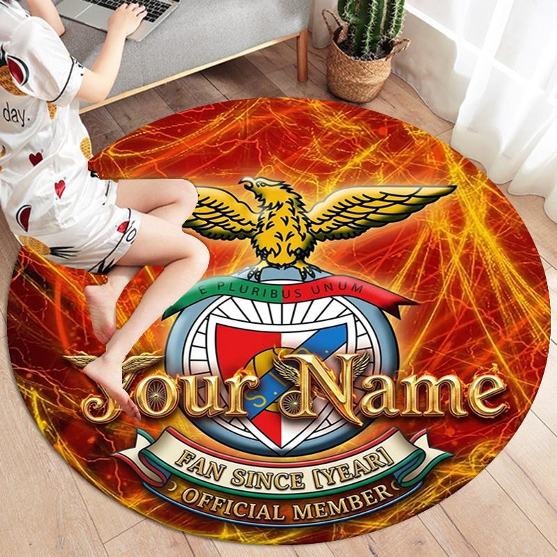 Benfica Crest Custom Name Round Area Rug Carpet Rug For Living Room Bedroom Sofa Playroom Decor Nonslip Floor Mat
