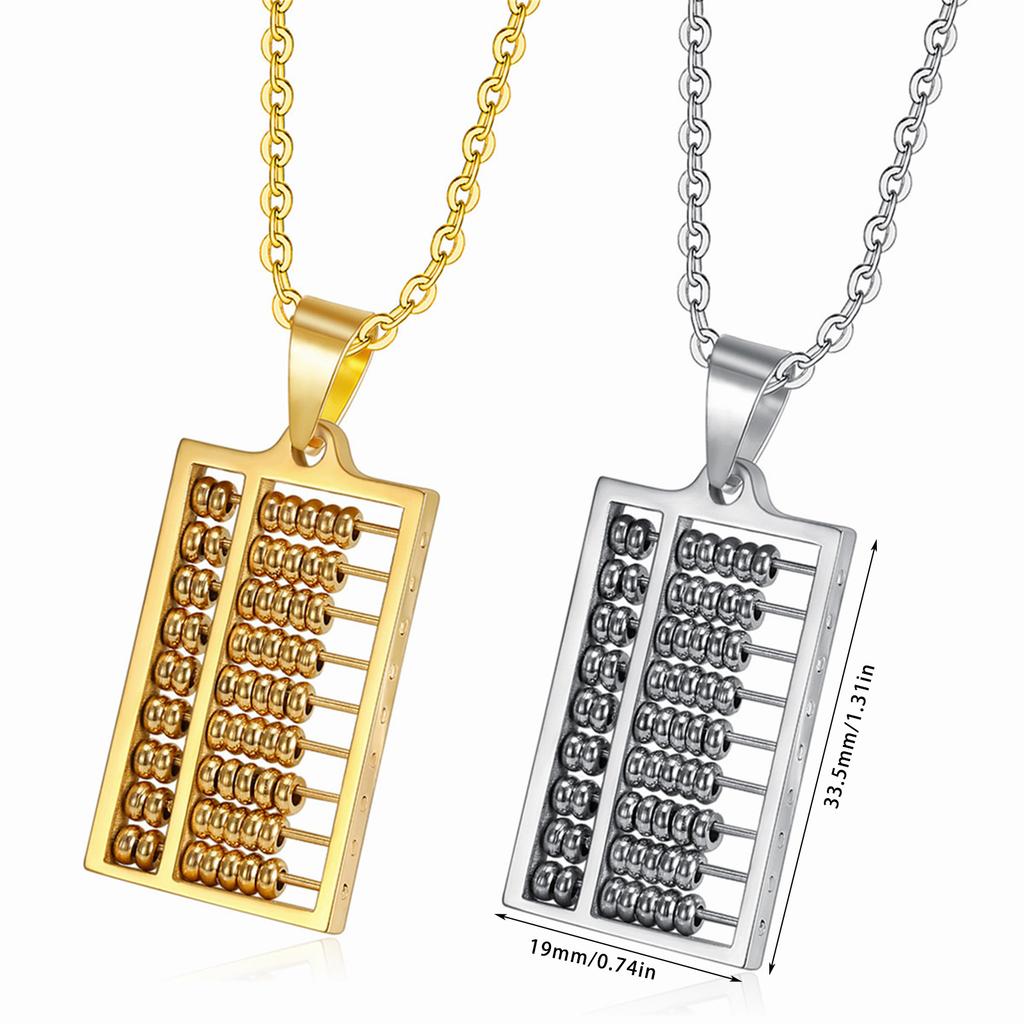 Fashionable Stainless Steel Abacus Pendant Necklace with Adjustable Chain for Fashion Enthusiasts and Math Lovers