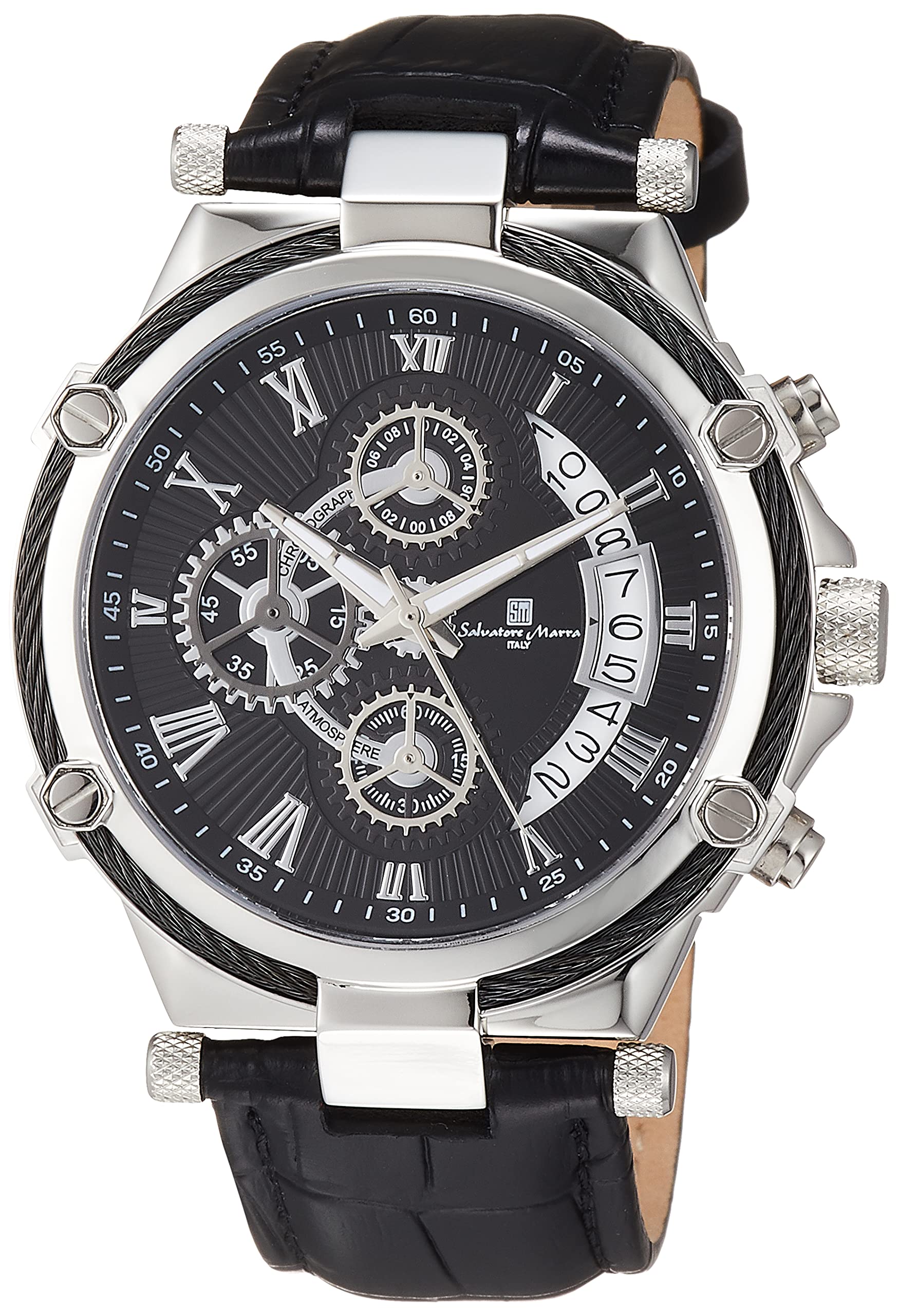 

Salvatore Marra Men s Chronograph Watch with Roman Numerals, SM18102-SSBK, Officially Imported