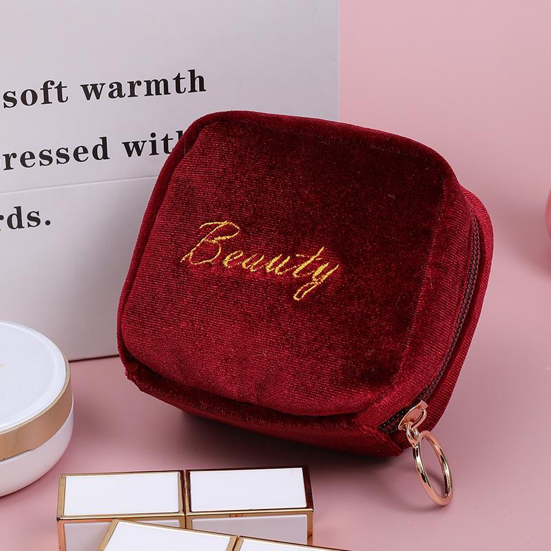 

Korean Velvet Lipstick & Makeup Travel Organizer Bag - Celebrity Style, Portable вино красного