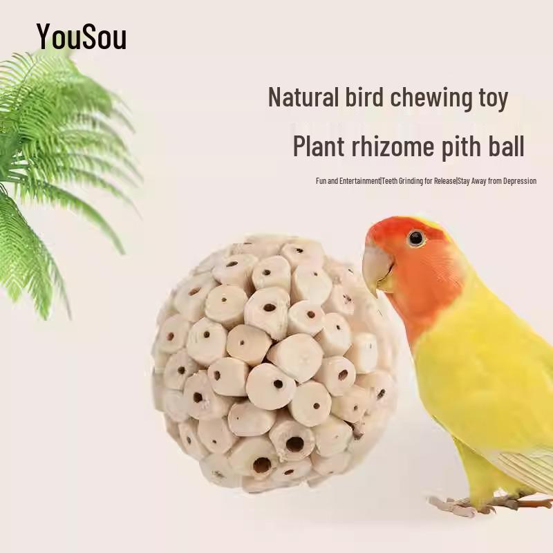 Parrot Chew Toy: Rice Paper Ball & Stick for Grinding, Teeth Cleaning, and Entertainment