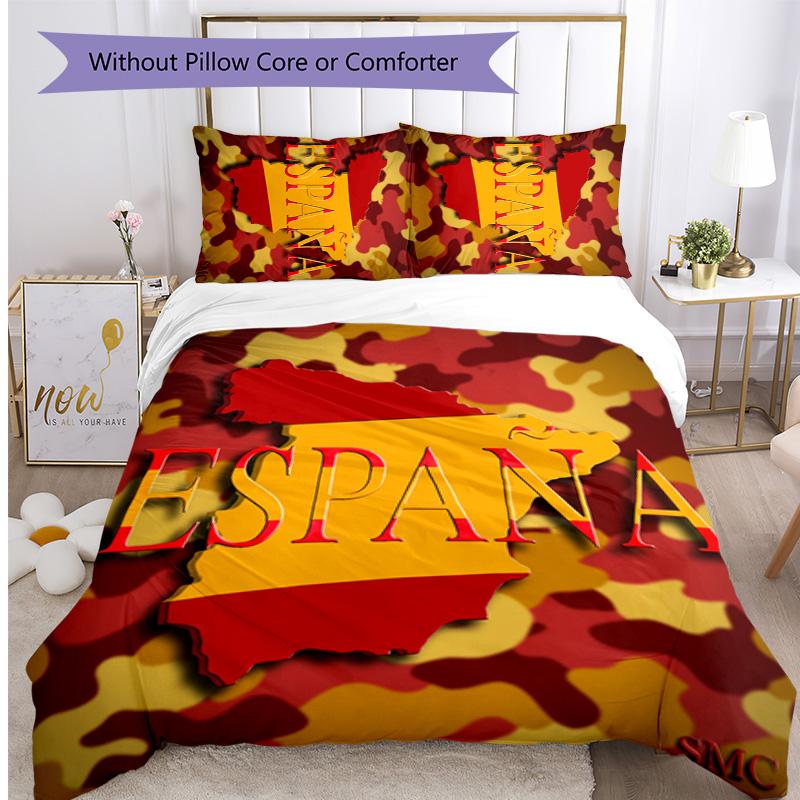 Spain Football Printed Bedding 3 Piece Set Cozy Breathable Bed Cover Set As Housewarming Holiday Gift