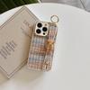 Compatible with Apple 16 Pro Max Case, Apple 14 Plaid Weave, 13 Bear Wrist Strap, 11 Protective Case, Women's 12 Case.
