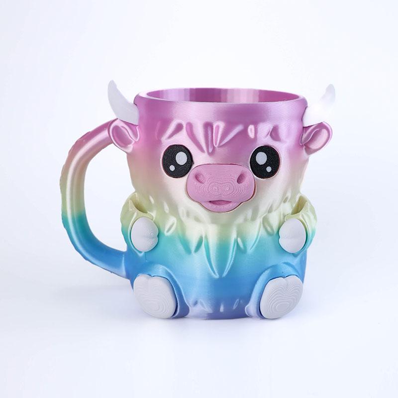 New Creative Cute Cow Cup Cow Shaped Ice Cream Cup With Snack Drawer And Handle High Beauty Reusable Mug Birthday Present