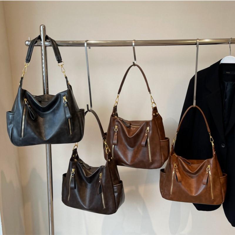 High-quality Leather Shoulder Bags for Women New Retro Large Capacity Crossbody Bag