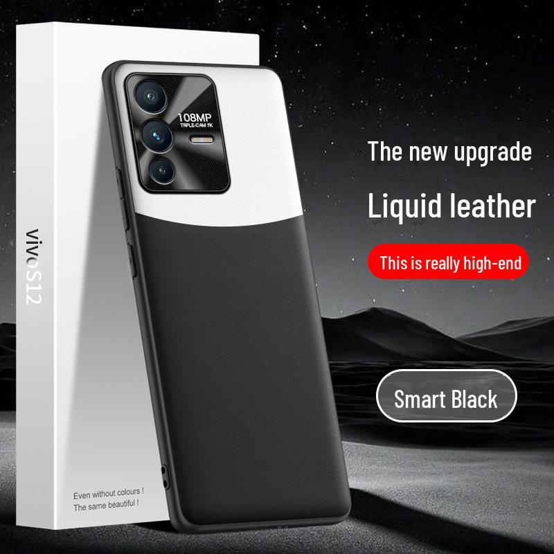 Anti-fall and Anti-fouling Liquid Leather Phone Case for Vivo S12. One-piece Protective Cover Available for Shipping.