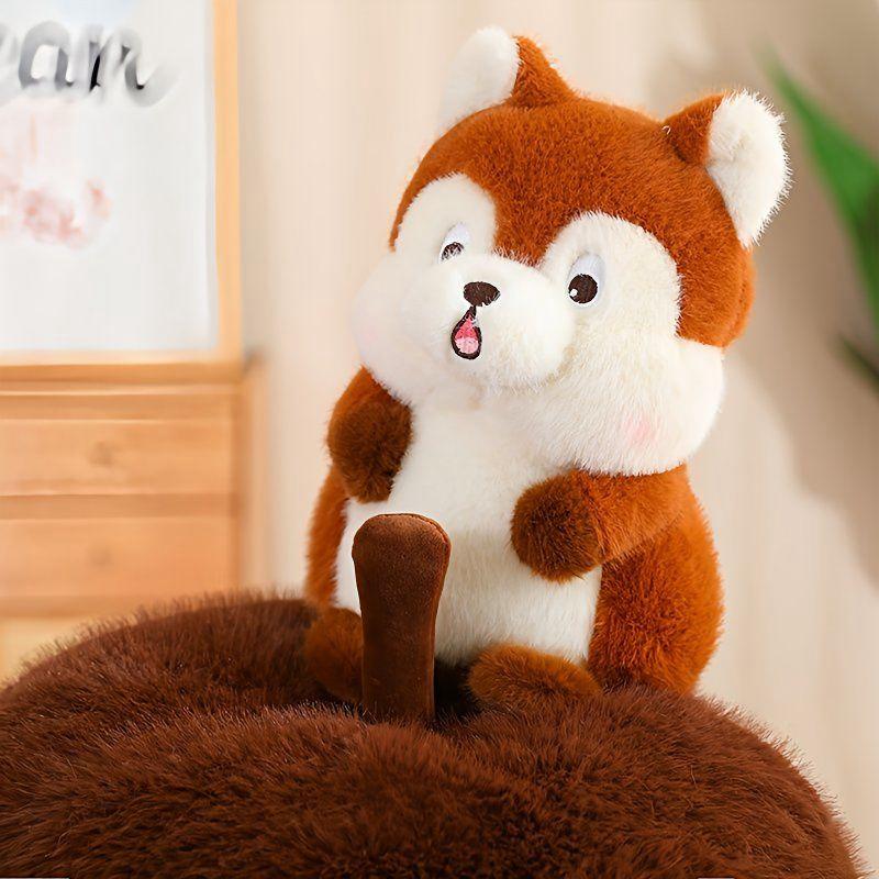 30CM Cute and Creative Squirrel Pinecone Combination Plush Toy Super Fun and Soft Squirrel House Doll a Birthday and Christmas