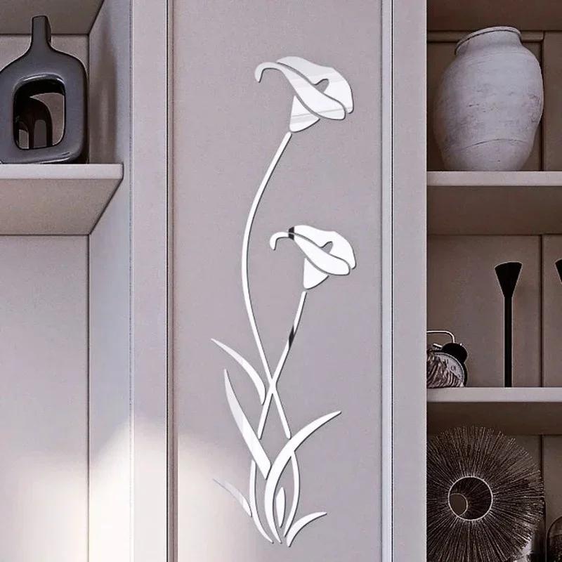 

Новые акриловые зеркальные наклейки на стену Маленькие цветы 3D настенное украшение Светоотражающие обои Украшение для дома Высококлассные аксессуары LS серебряный