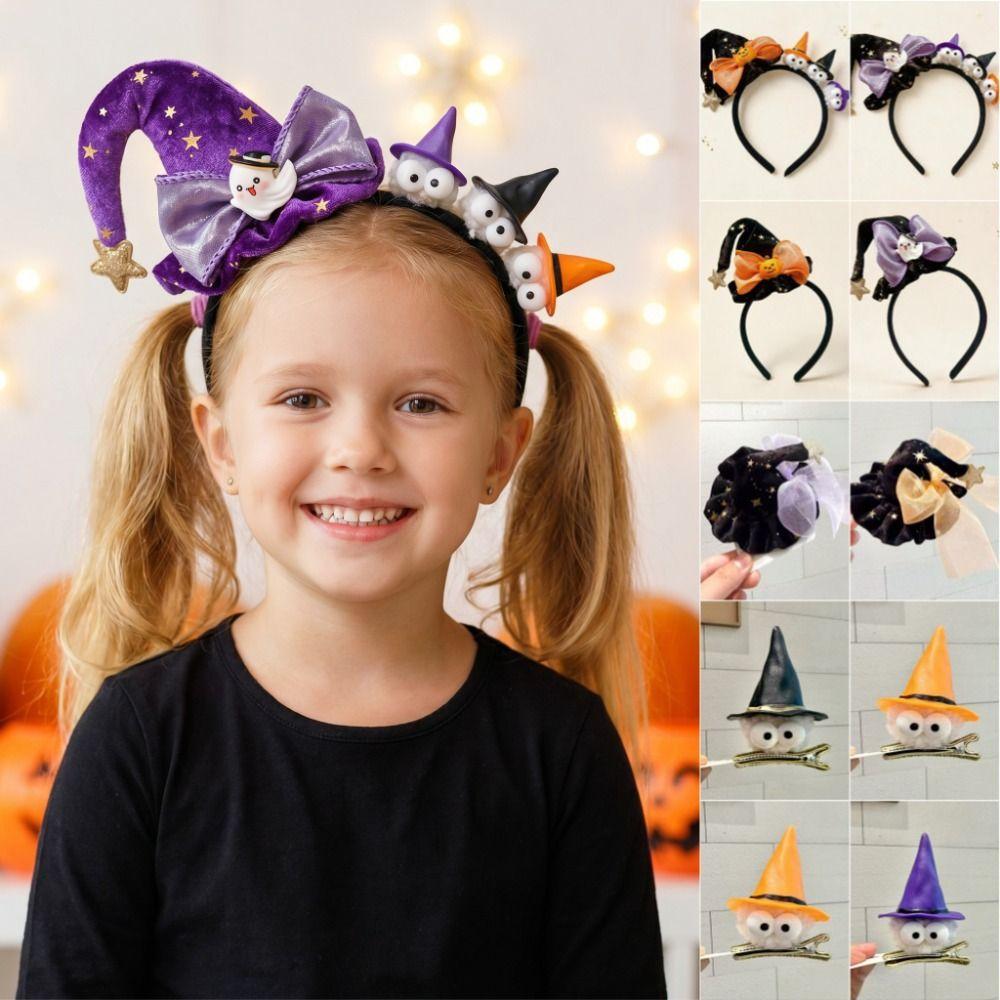 Bow Halloween Party Hair Band Ghost Halloween Hair Clip Novelty Cone Hat Hair Hoop Girl