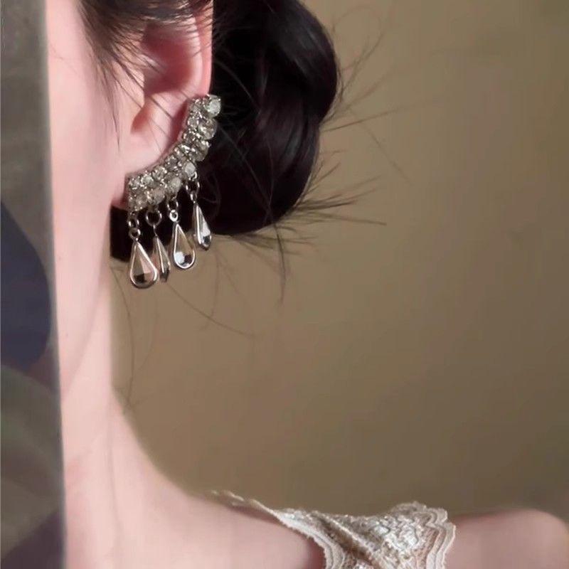 Light Luxury Vintage Chinese Style Water Drop Tassel Dangle Earrings For Women