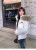 Winter new short fur collar hooded down jacket women's waist and thin high-end warm American jacket tide