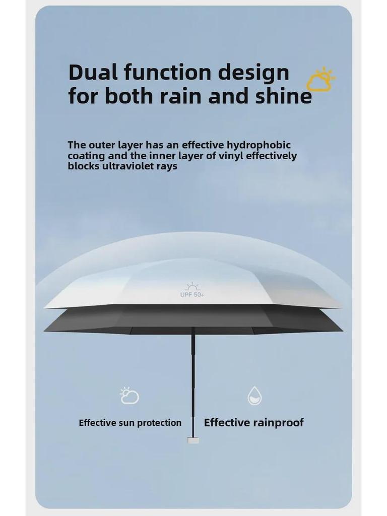 Compact 50% Folding Women's Sun and Rain Umbrella - Anti-UV, Gradient Mini Sunshade