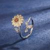 Japanese and Korean Fashion Couple Women's Ring Rotating Ring New Flower Shape Electroplated Copper Ring Exquisite