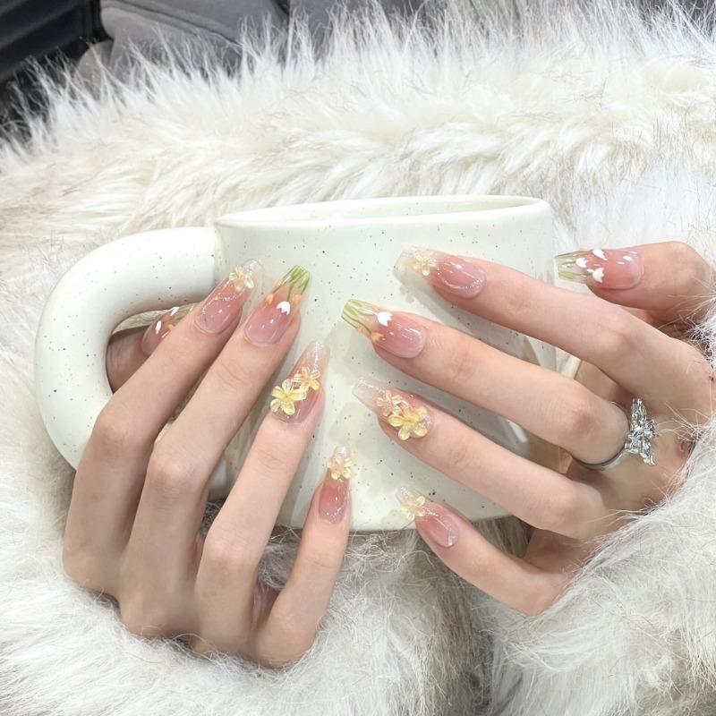 New Ice Flower Nail Art Wear Ins Style Pure All-match Ice Crystal Flower Blush Gradient Cat's Eye Temperament Handmade Nail Art Tool