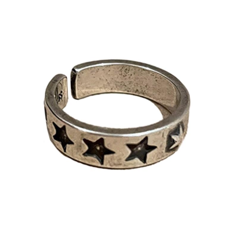 Star Dating Rings Open Rings Eye Catching Star Finger Rings Star Adjustable Opening Rings Alloy Material Party Jewelry