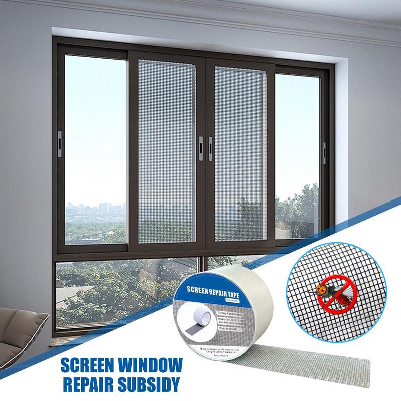Window Screen Repair Tape for Window Screen and Screen Door Tears Holes Strong Adhesive Tape Fiberglass Covering mesh