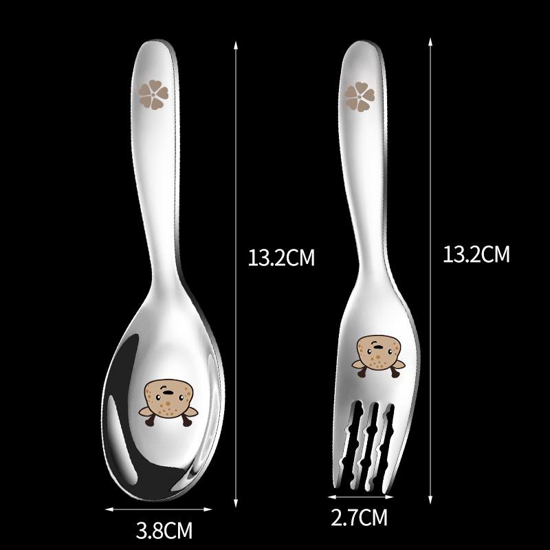 316 Stainless Steel Children's Spoon Fork for Eating and Drinking Soup Spoons Colorful Cartoon Dessert Spoons for Young Children