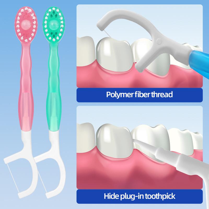 1-Pack Foldable Dental Floss Toothbrush Portable And Compact For Travel
