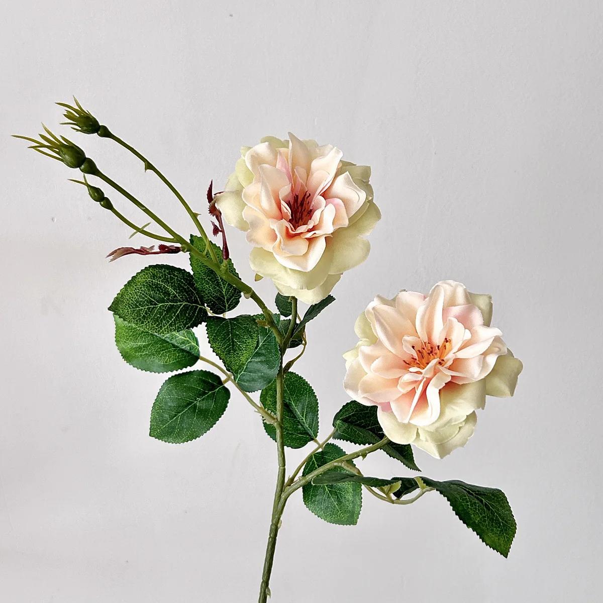 

2-Forked Retro Artificial Rose Home Decoration Decoration Ornament Photography Prop Silk Flower
