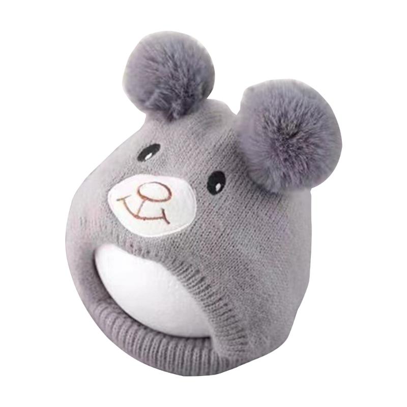 Niedliche Bären Strickmütze für Kleinkinder Jungen Mädchen Warme Beanie Mütze Entzückende Winter Kopfbedeckung Weiche Babymütze Duschgeschenk für Babys