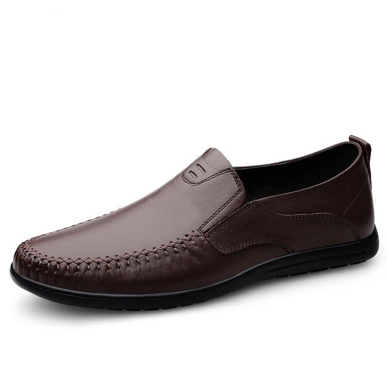 Fashion New Mens Loafers Genuine Leather Men Shoes High Quality Formal Casual Moccasins Soft Breathable Slip On Boat Shoes Driving Shoes
