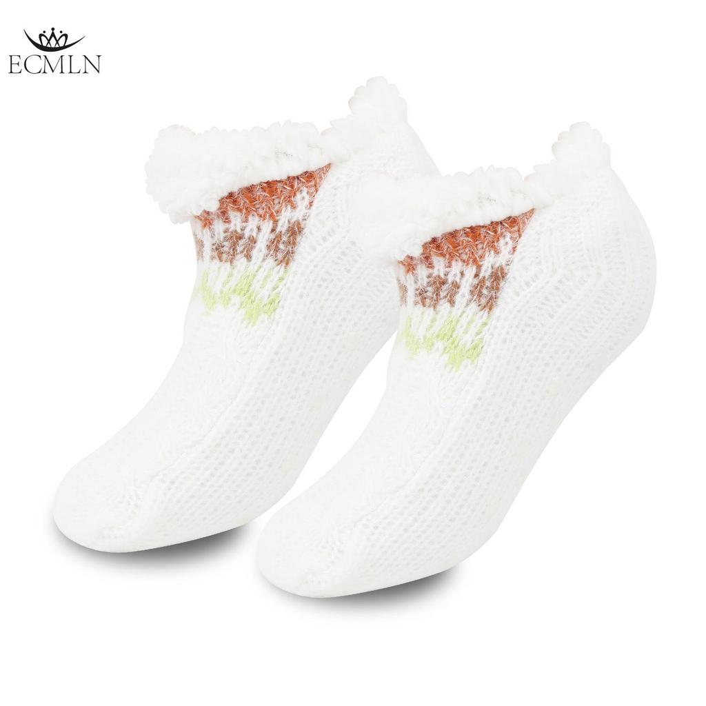 Women Slipper Socks Knitted Warm and Fluffy Fleece Lined Non Slip Socks Winter Socks Home Sleeping Socks for Bed Socks