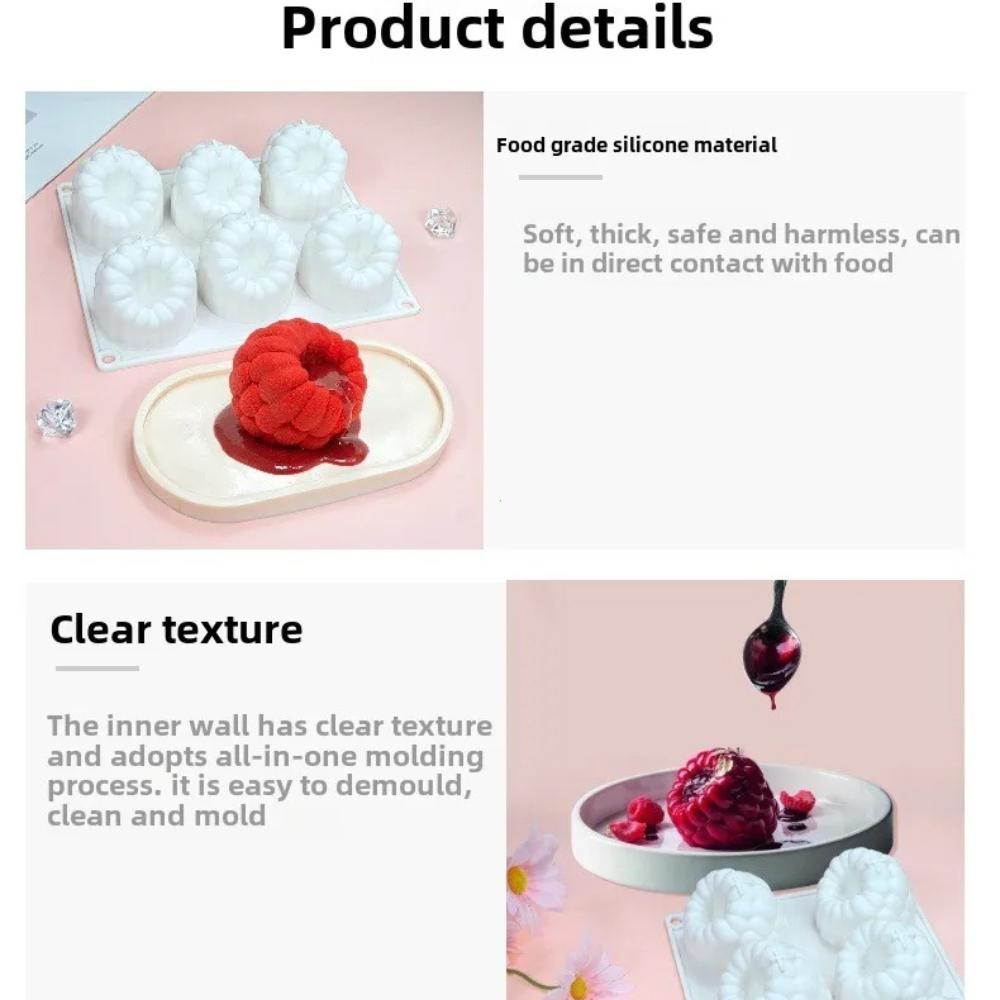 41A1SS 6 Hole Raspberry Design Mousse Silicone Mousse Mold 3D Fruit Dessert Chocolate Mould DIY Cake Decorating Tools Bakeware